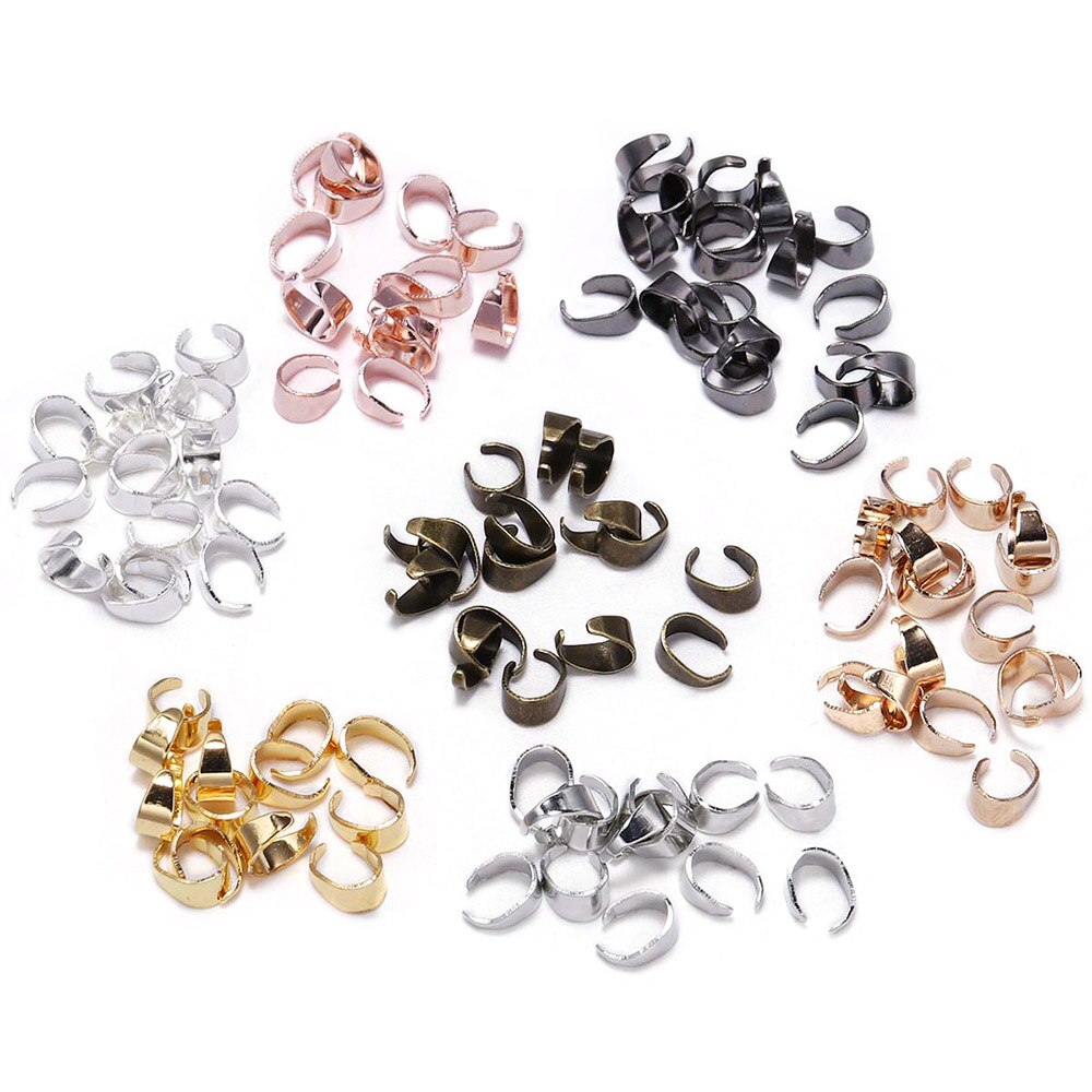 10 Stainless Steel Necklace Pinch Bails for DIY Jewelry Making