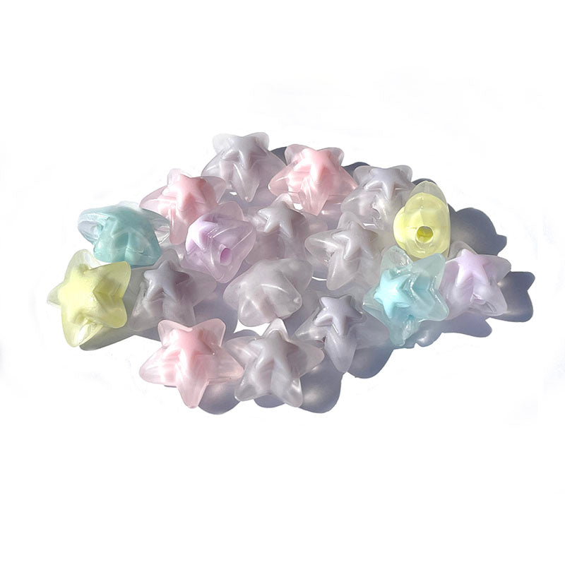 15pcs Pastel Transparent Star Acrylic Beads 17mm
