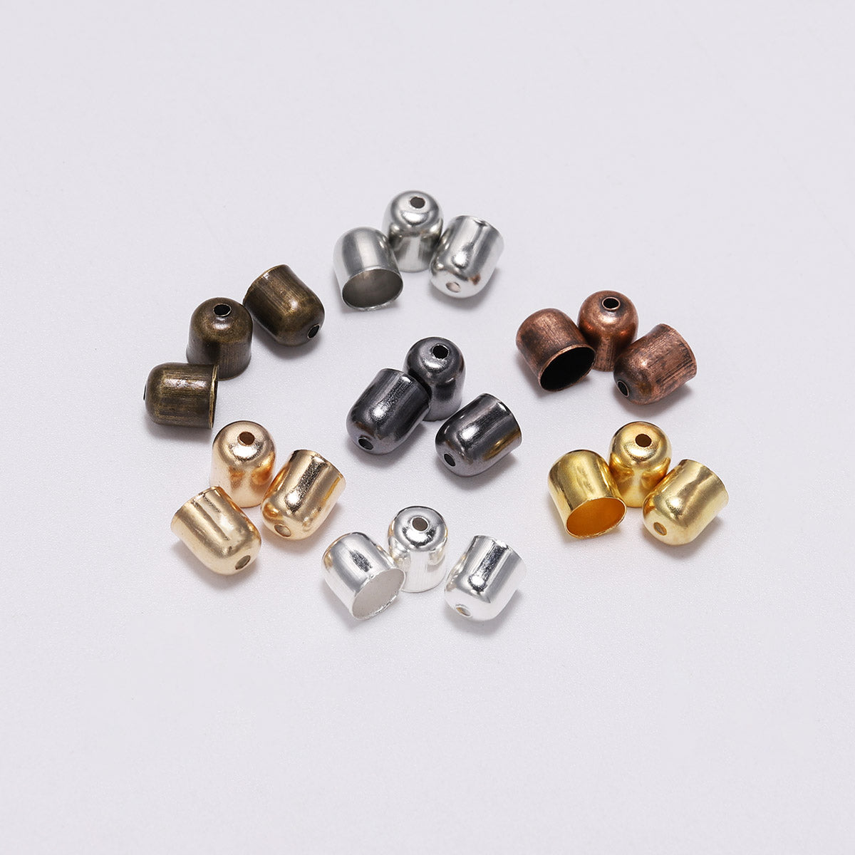 Bracelets à Cordons en Cuir Boucle Embout Pompon Capuchons 3-10mm, 50-100pcs