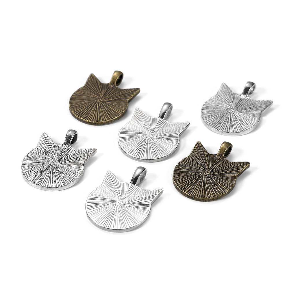 5pcs 25mm Cat Pattern Pendant Cabochon Base