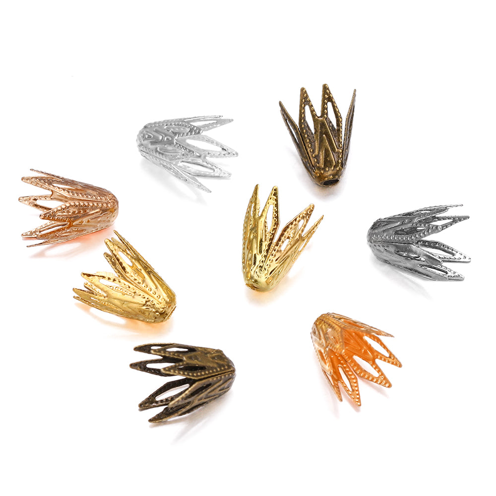 8x10mm Gold Filigree Cone Flower Bead Caps, 100pcs
