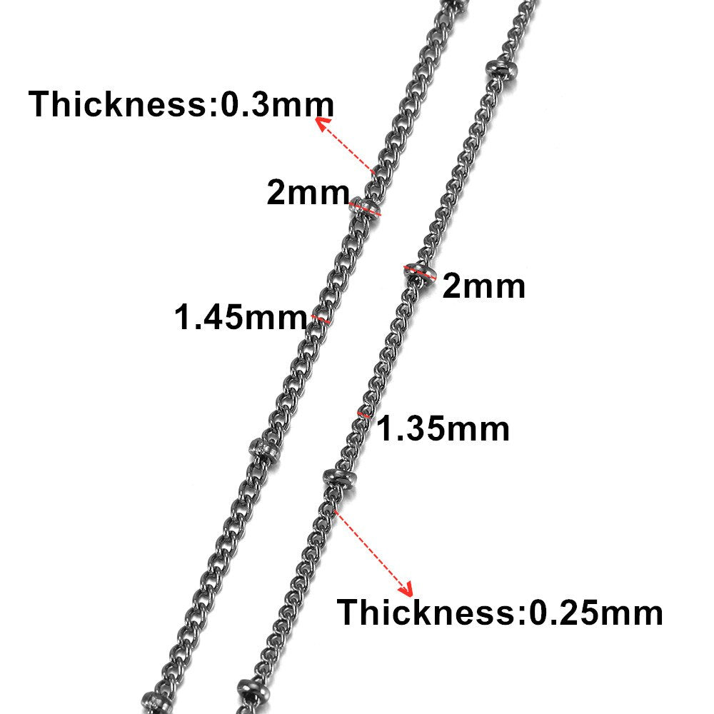 Chain Width 1.35mm 1.45mm Necklace Chains Flat Oval Link, 5 Meters
