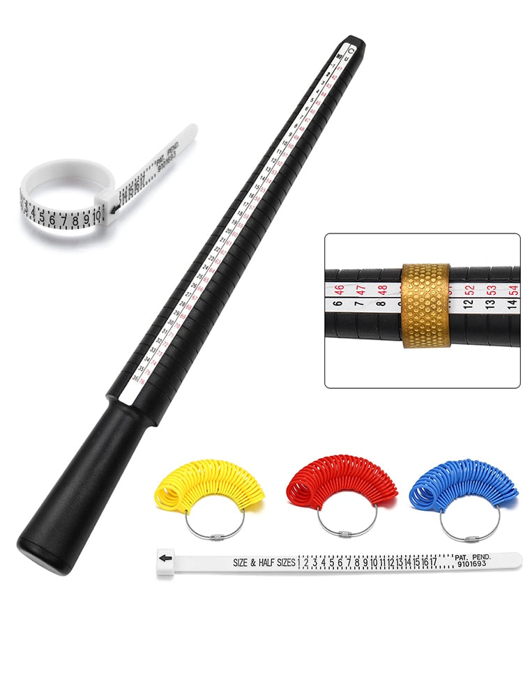 Professional Ring Mandrel Stick & Finger Gauge for Accurate Jewelry Sizing, 1pcs