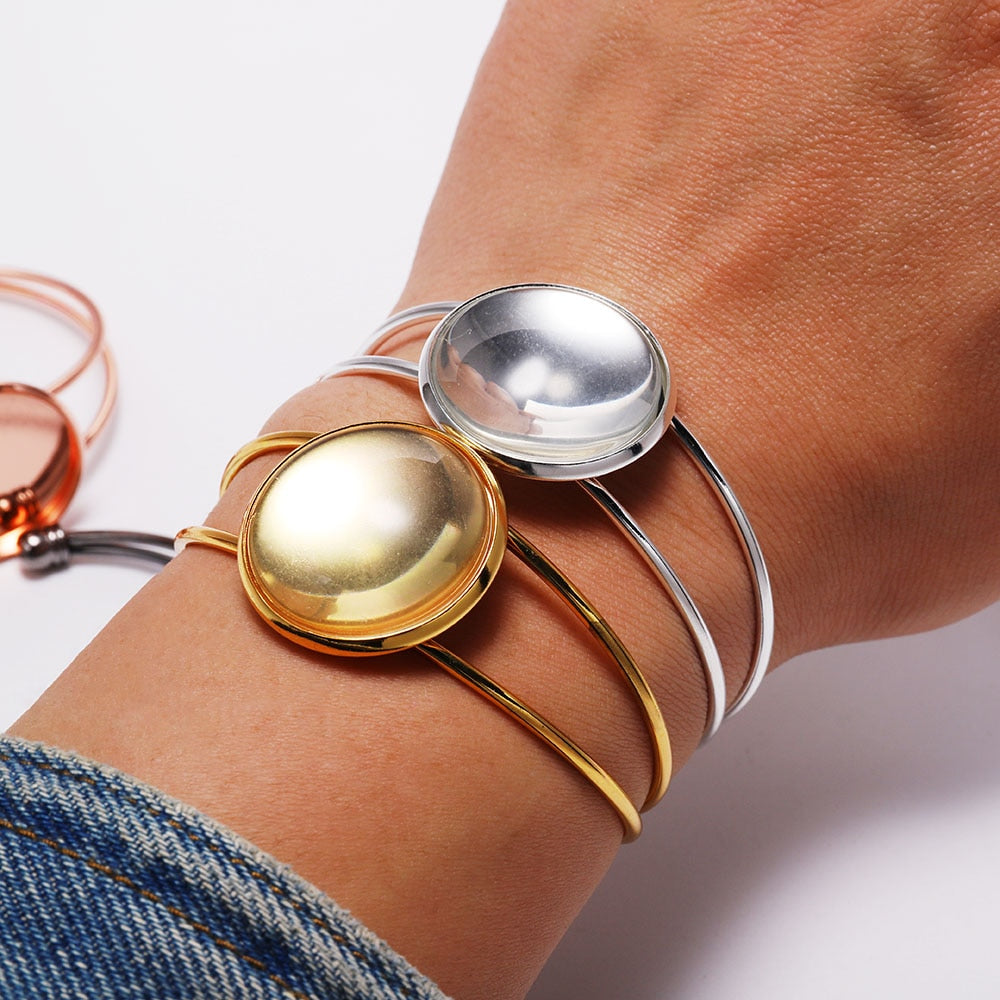 18 20 25mm Gold Bangle Bracelet Cabochon Base