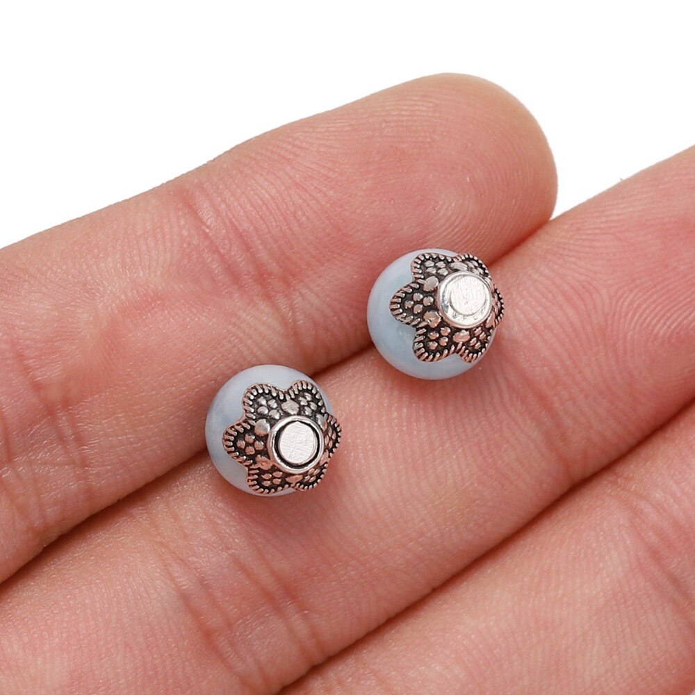 7mm 6-Petal Carved Flower Bead Caps, 50pcs