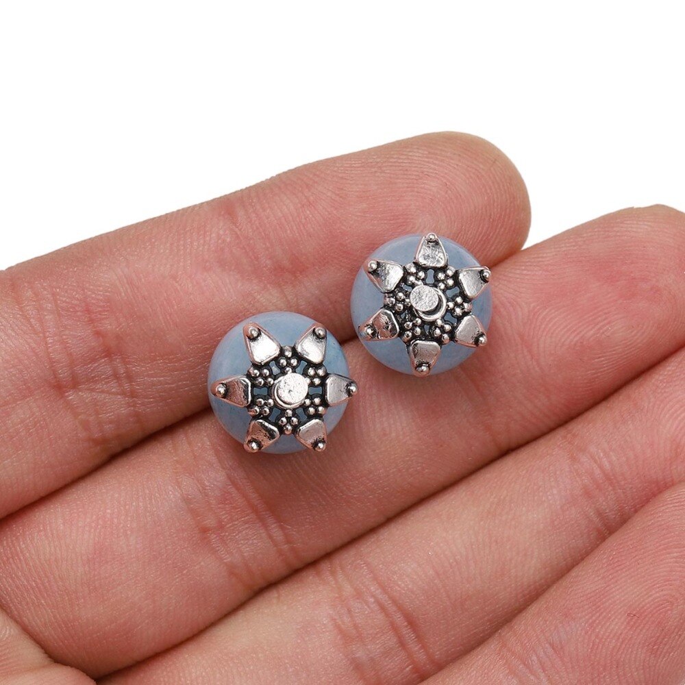 20pcs 12mm Tibetan Antique Silver Hexagram Bead Caps for DIY Earring Making