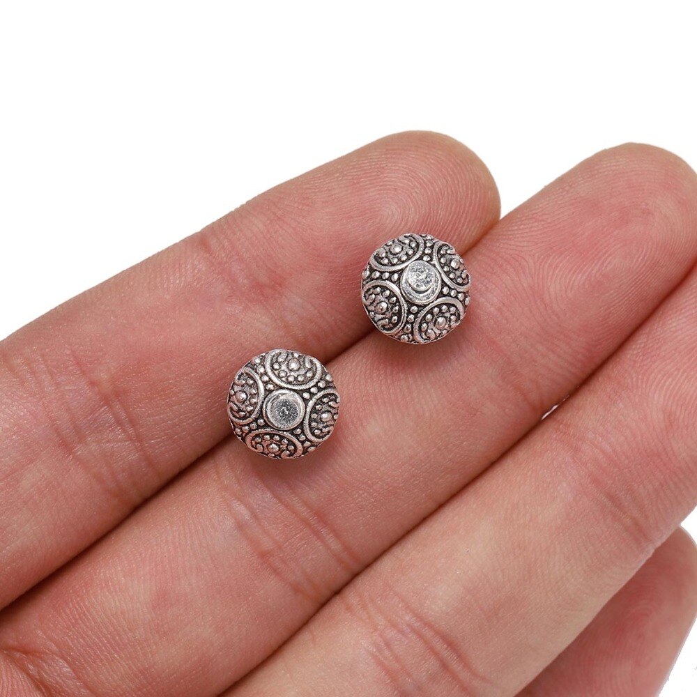 10mm Alloy Flower Torus Bead Caps, 20pcs