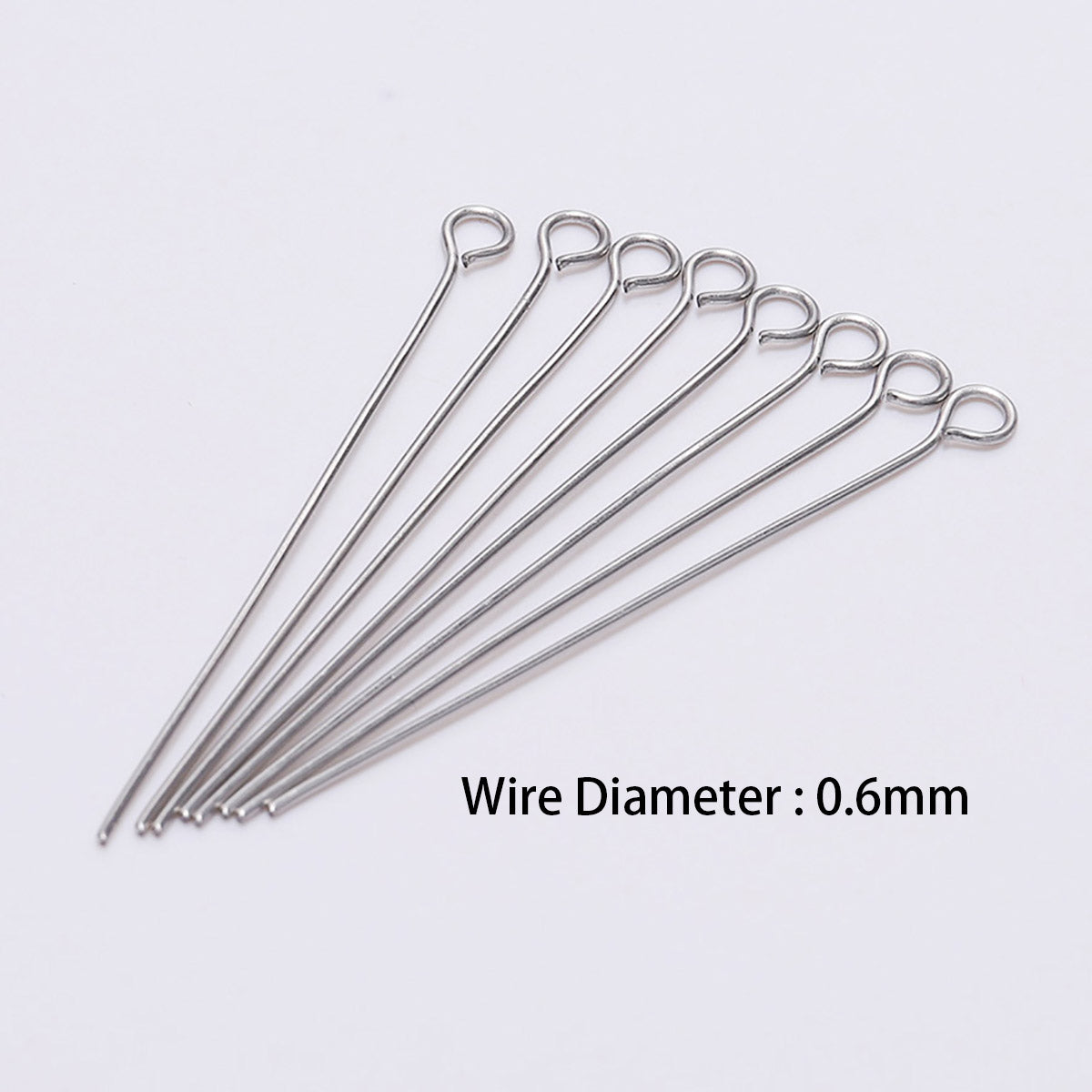 20-50mm Stainless Steel Eye Pins, 100pcs