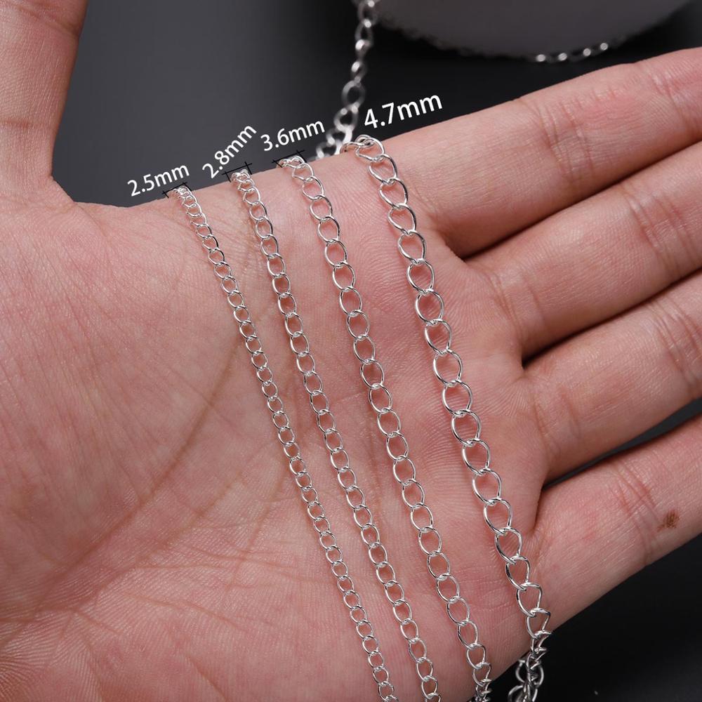2.5 2.8 3.6 4.8 mm Long Open Link Ring Extended Extension Necklace Chains, 5m lot