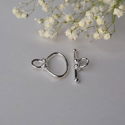 Solid 925 Sterling Silver Oval Toggle Clasp