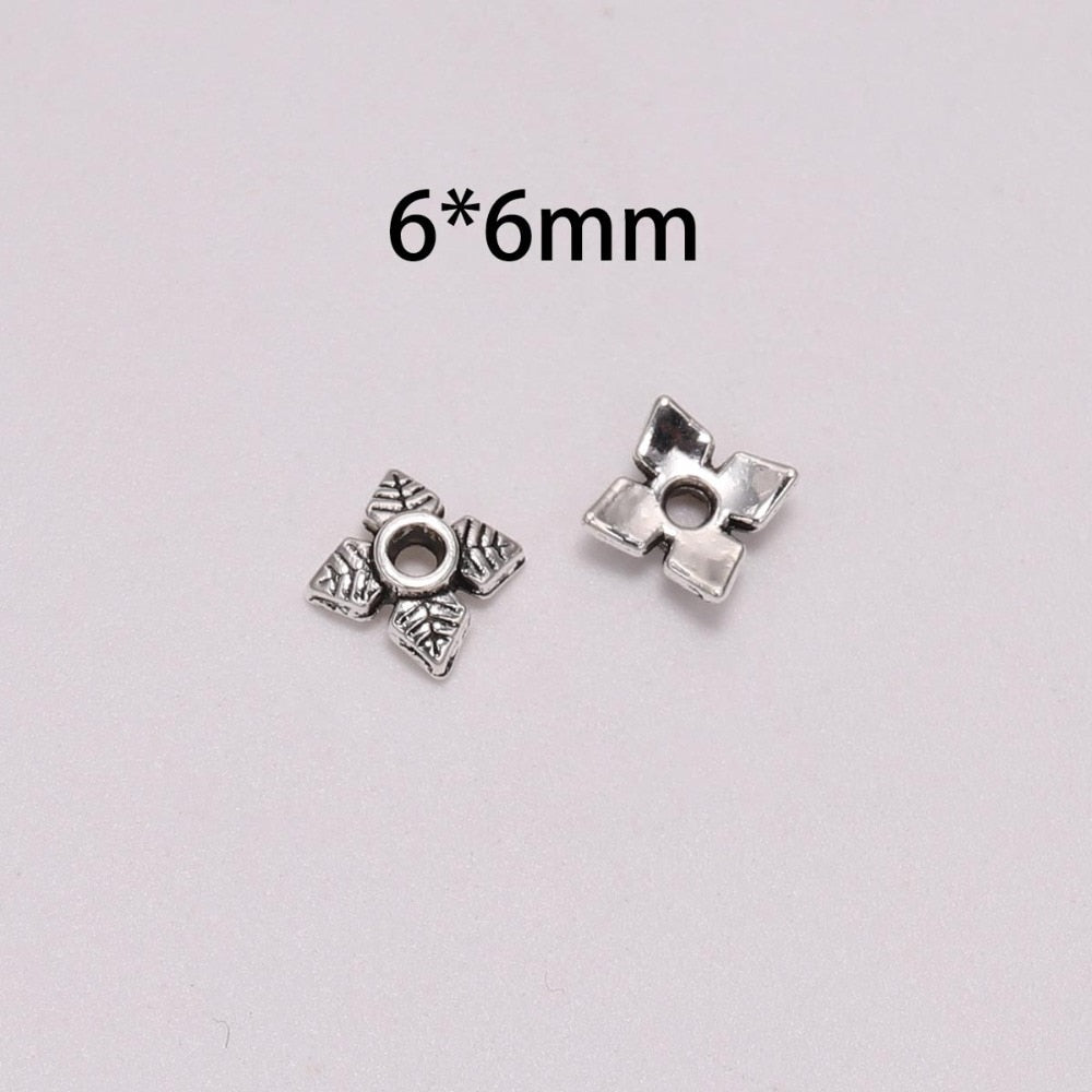 6mm 4-Petal Antique Flower Bead Caps, 50pcs