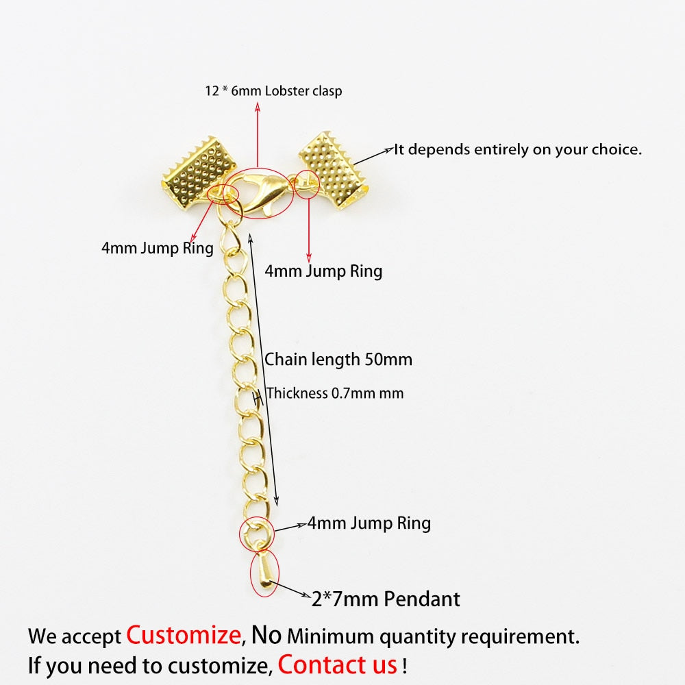 Ribbon Leather Cord End Clasps Set