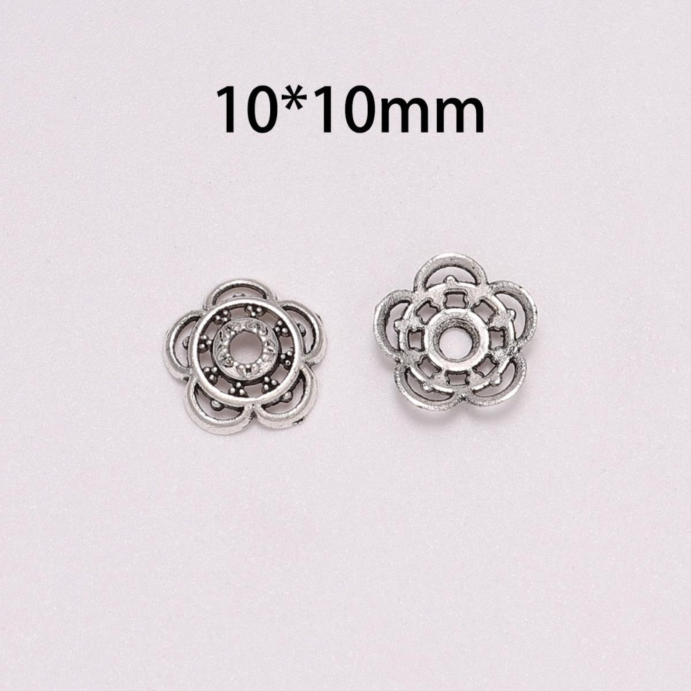 10mm Flower Bead Caps for Jewelry Making, 50pcs