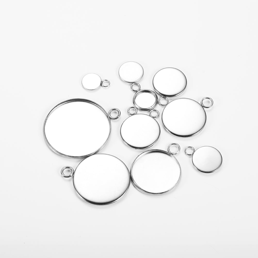 20pcs 6-25mm Stainless Steel Cabochon Base Tray