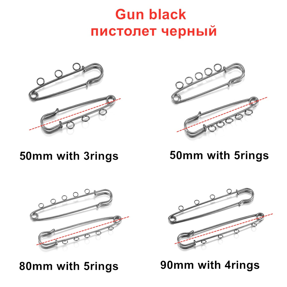 10pcs Safety Pins Brooch Blank Base, 50-90mm