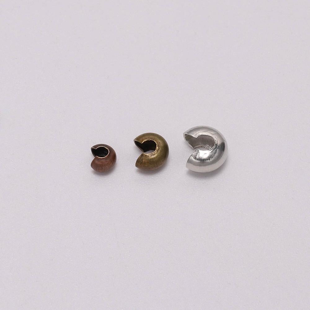 Copper Round Covers Crimp End Beads 3-5mm, 50-100pcs