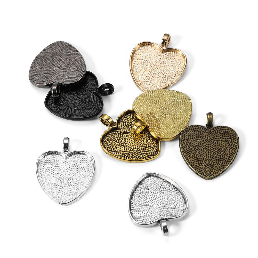 10pcs 25mm Heart-Shaped Cabochon Pendant Base
