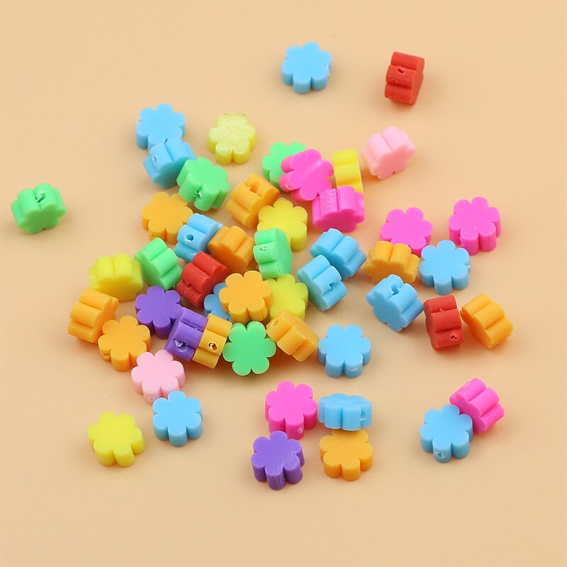 50pcs Flower Polymer Clay Beads DIY Kit