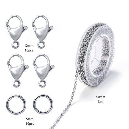 Stainless Steel Chain With Lobster Jump Ring Clasps, 3m roll