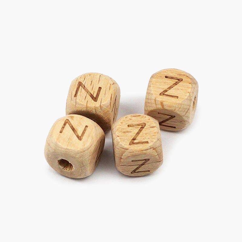 12mm Square Letters Beech Wood Bead, Alphabet A~Z 26 Ecofriendly Wooden Loose Beads 26pcs