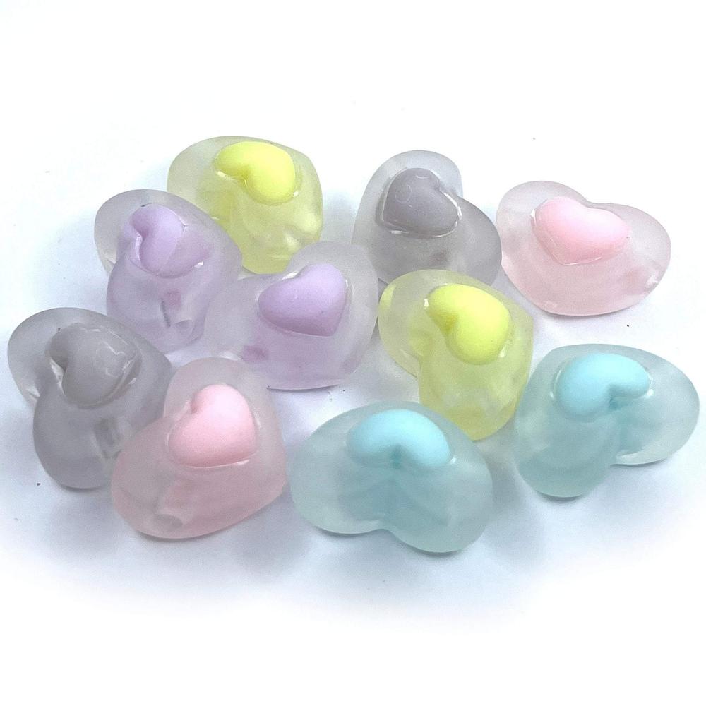 17mm Pastel Candy Heart Acrylic Beads - 5 Colors❤️ – RainbowShop