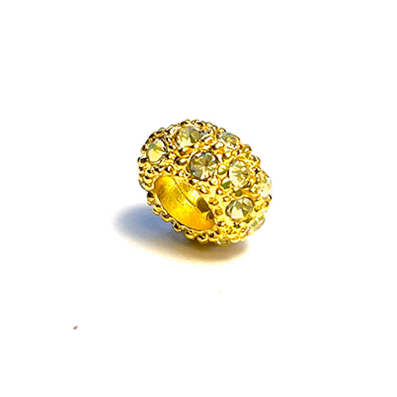 Big Hole European Rhinestone Gold Rondelle Beads