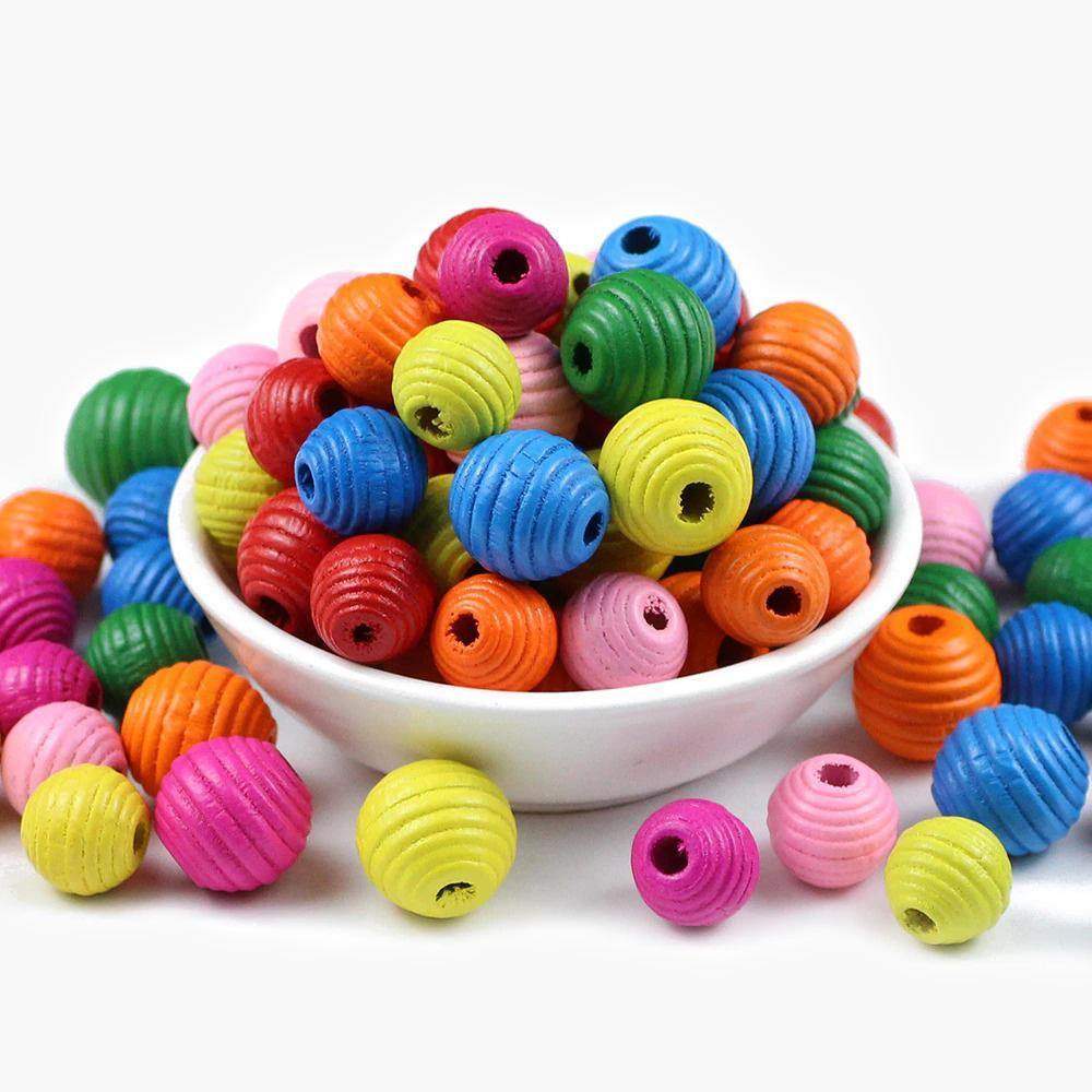 30pcs Beehive Eco-friendly Wooden Beads 🌳🐝 – RainbowShop for Craft