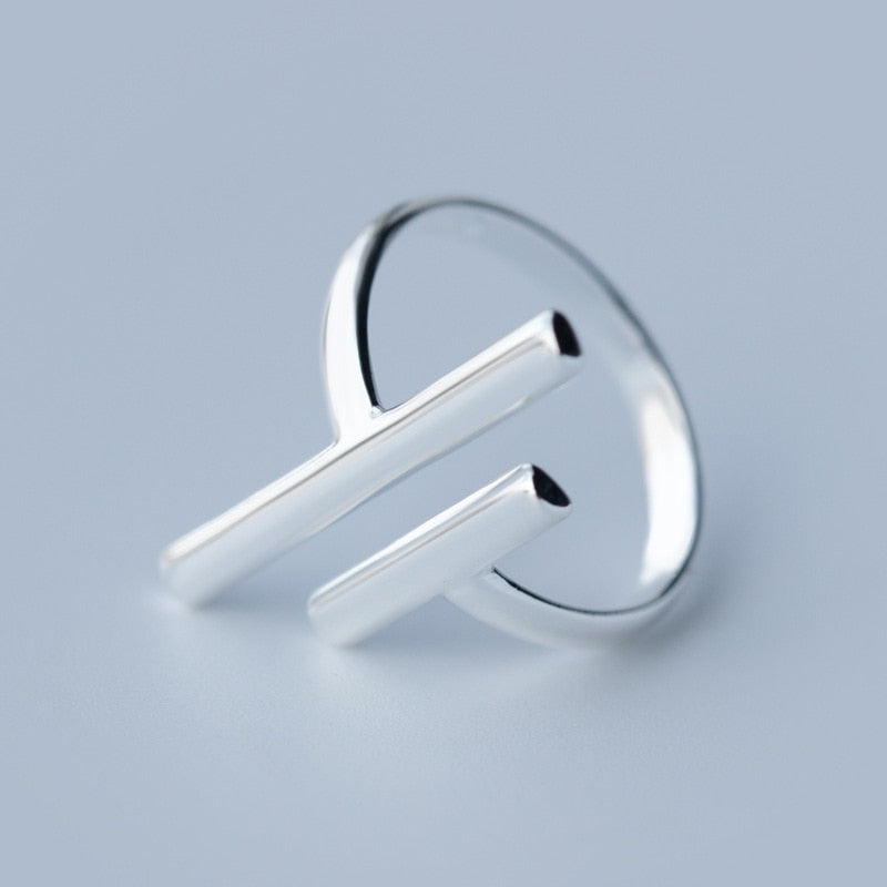 Geometric Line Silver Ring