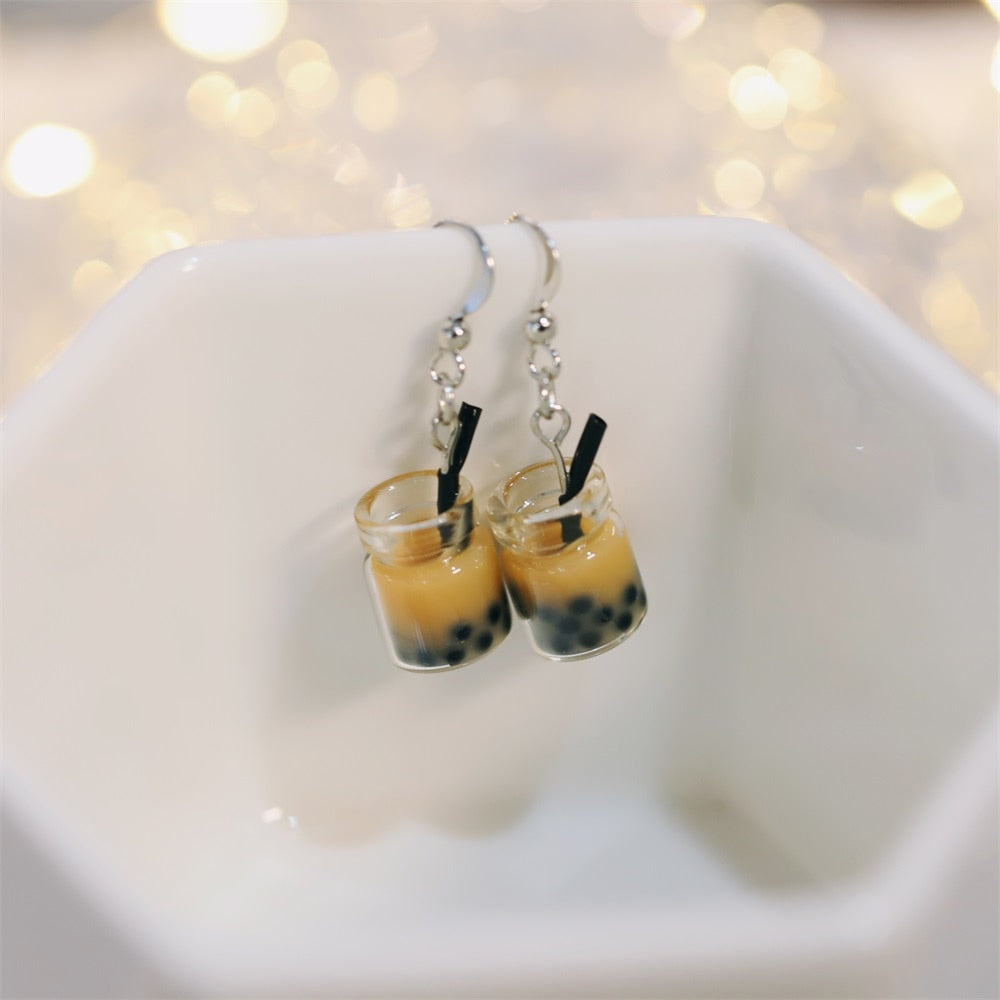 Resin Pearl Milk Tea Bottle Pendants