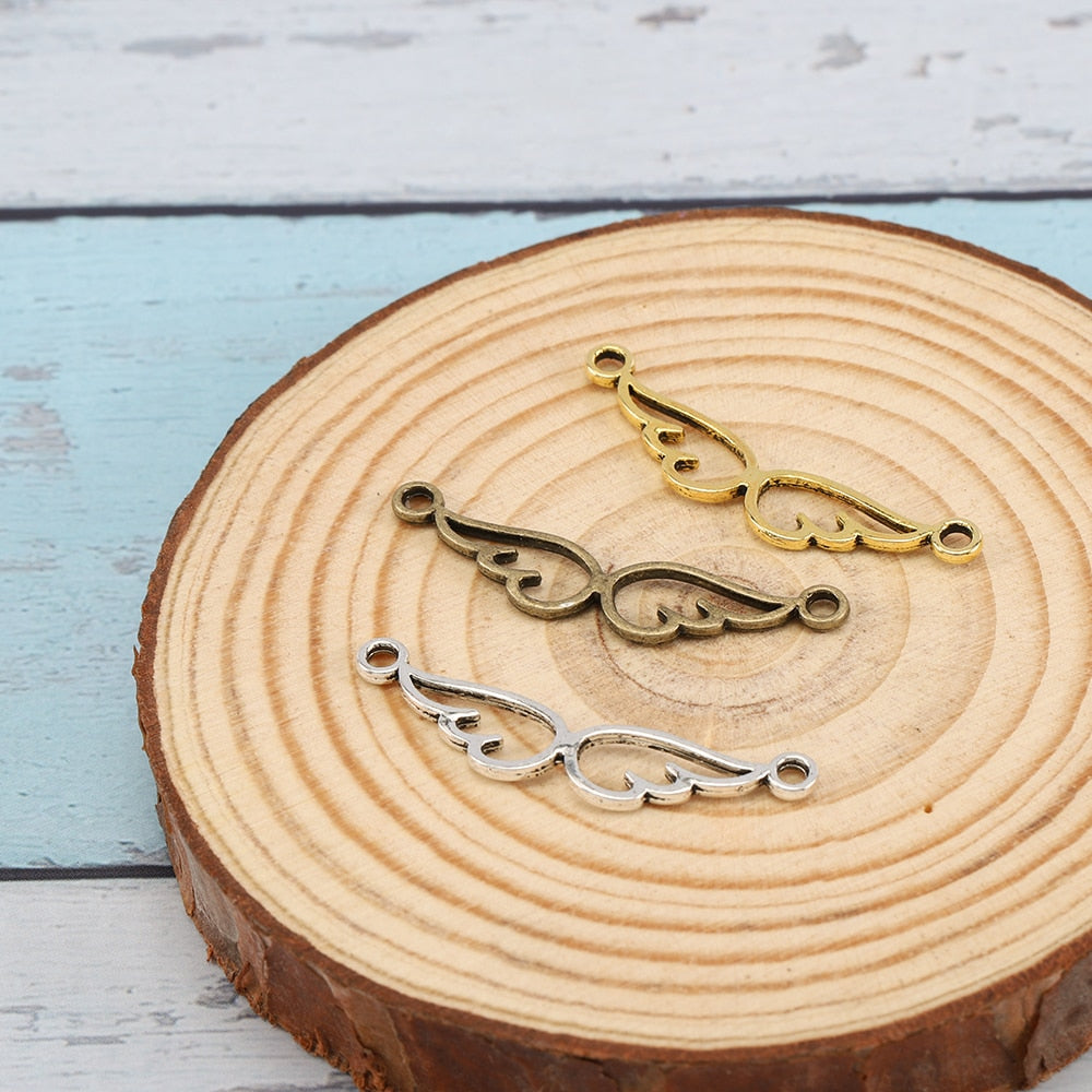 20pcs Antique Angel Wings Charms Connectors