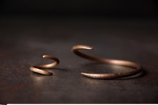 Simple Rustic Solid Copper Adjustable Cuff Bracelet for Luck