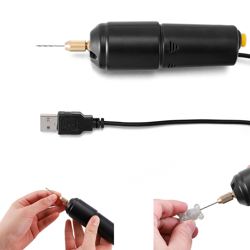 Miniature Electric Drill Set: USB-Powered with Bits – RainbowShop for Craft
