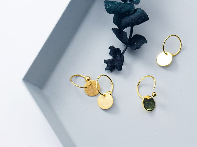 Round Scrub Beads Hoop Earrings