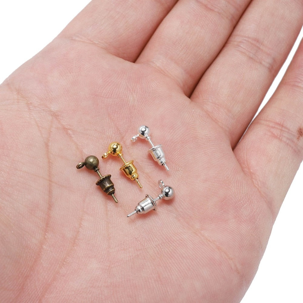 3-6mm Stud Earring Basic Pins, 20-50pcs