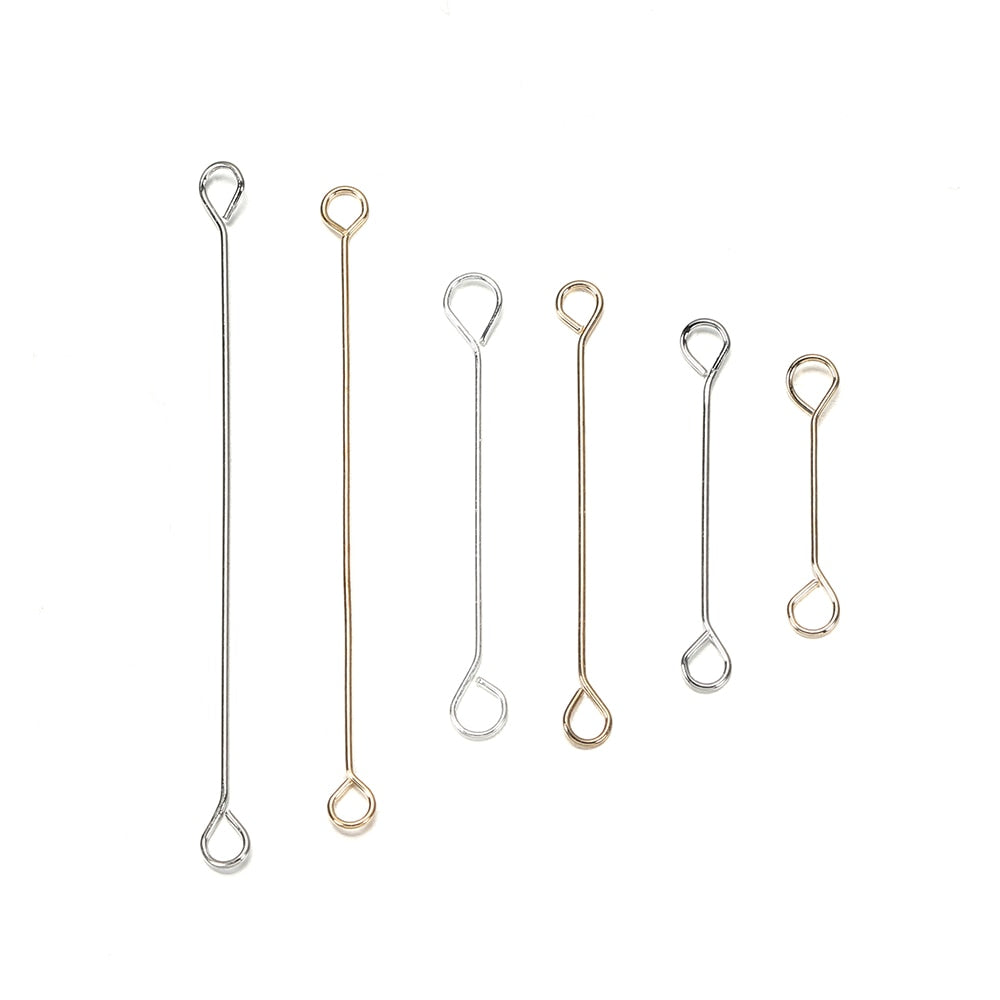 50pcs/lot 20/25/30/40/50mm 18k Gold Plated Copper Eye Head Pins