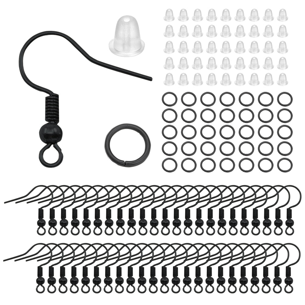 Earring Making Set: Hooks, Rings & Connects, 100-300pcs