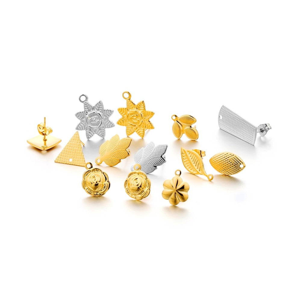 Geometrische Ohrstecker-Basis aus Edelstahl, 10 Stück