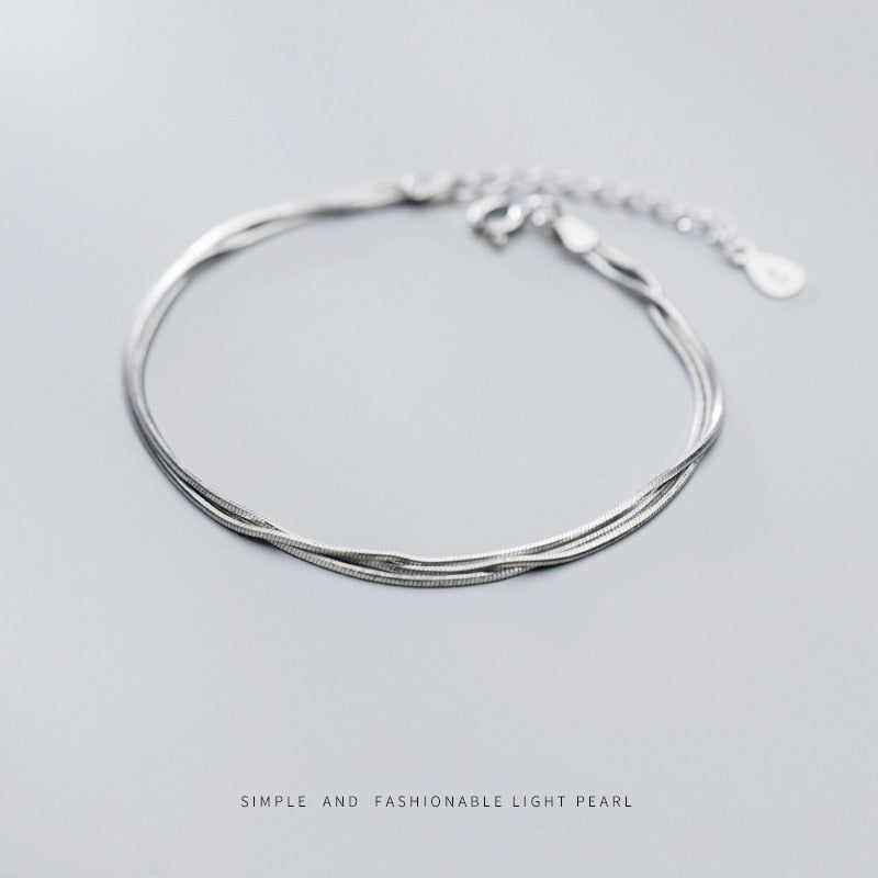 Bracelet chaîne en os de serpent à trois couches