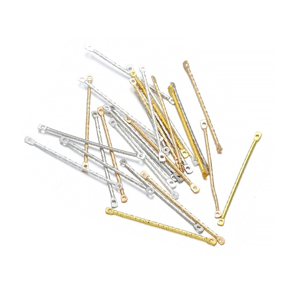 15-40mm Gold Stripe Double Cylinder Bar Earrings, 100Pcs