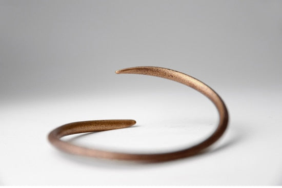Simple Rustic Solid Copper Adjustable Cuff Bracelet for Luck