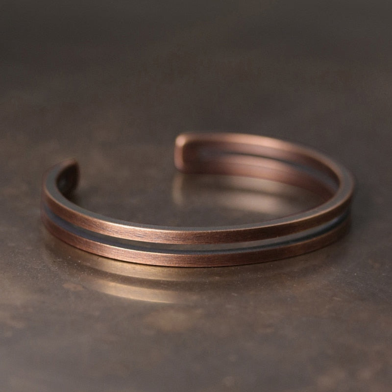 Rustic Viking Luck Cuff: Vintage Copper Bracelet for Men and Women