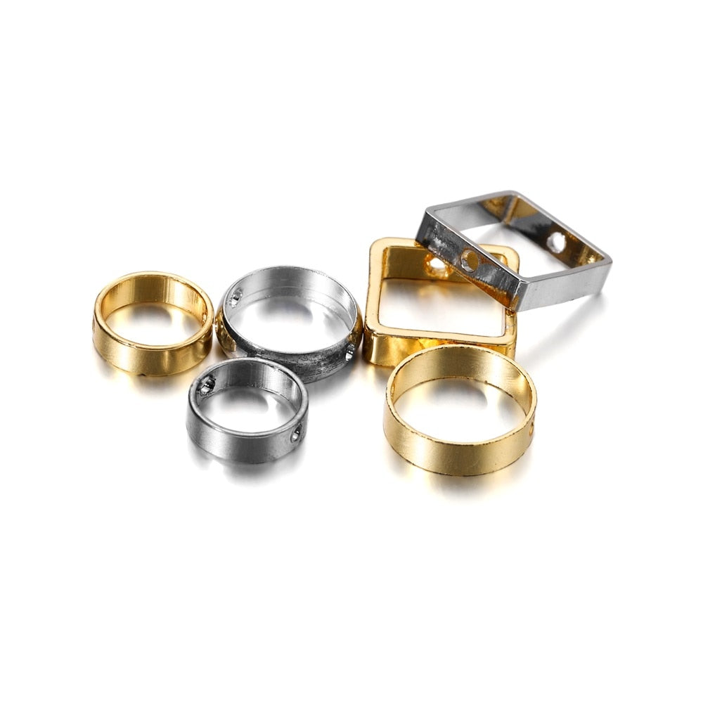 20Pcs 6-11mm Metal Geometric Double Hole Frame Straight Pendants