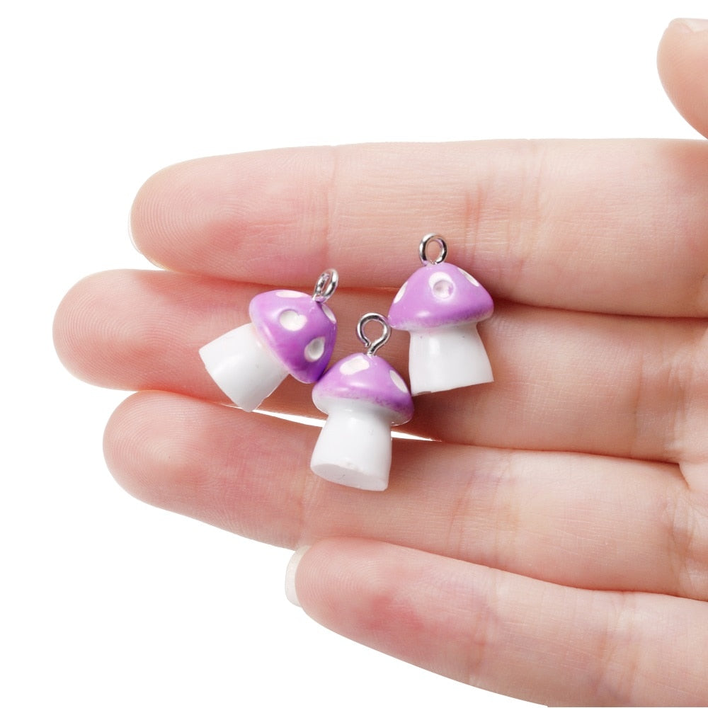 10Pcs 11x18mm Colorful Mushroom Resin Charms Pendants