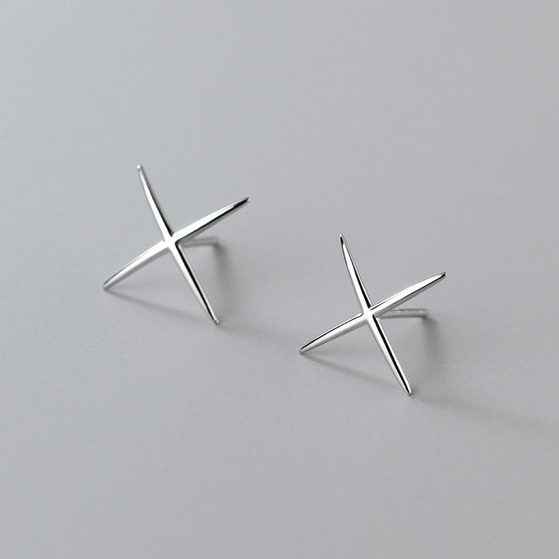 X Shape Gold Color Stud Earrings