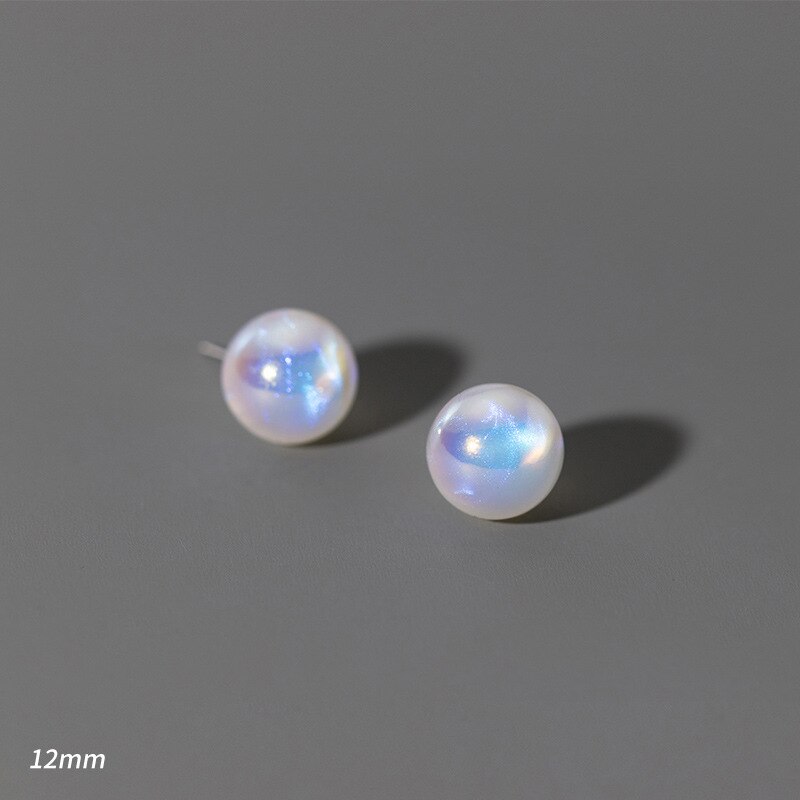 Rainbow Shell Pearl Stud Earrings