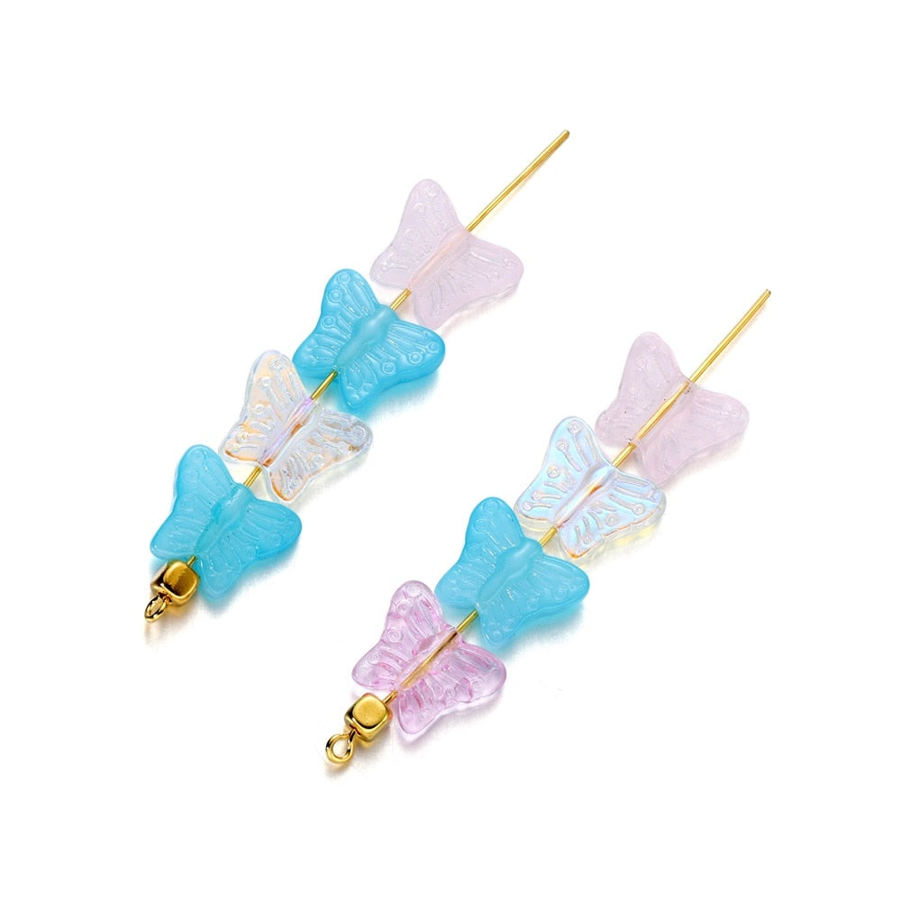 50pcs Multicolor Crystal Butterfly Acrylic Charms Bead