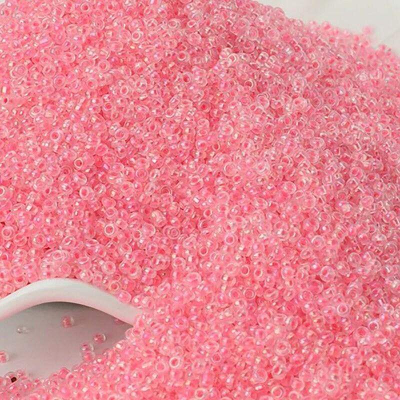 AB Pink seed beads, Iridescent japanese seed beads, 2mm 12/0 Miyuki Delica small glass beads, Austria round beads, Clear, 1000 pcs