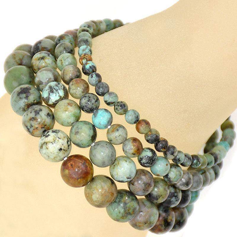 African turquoise gemstone stretch bracelet, 4-12mm