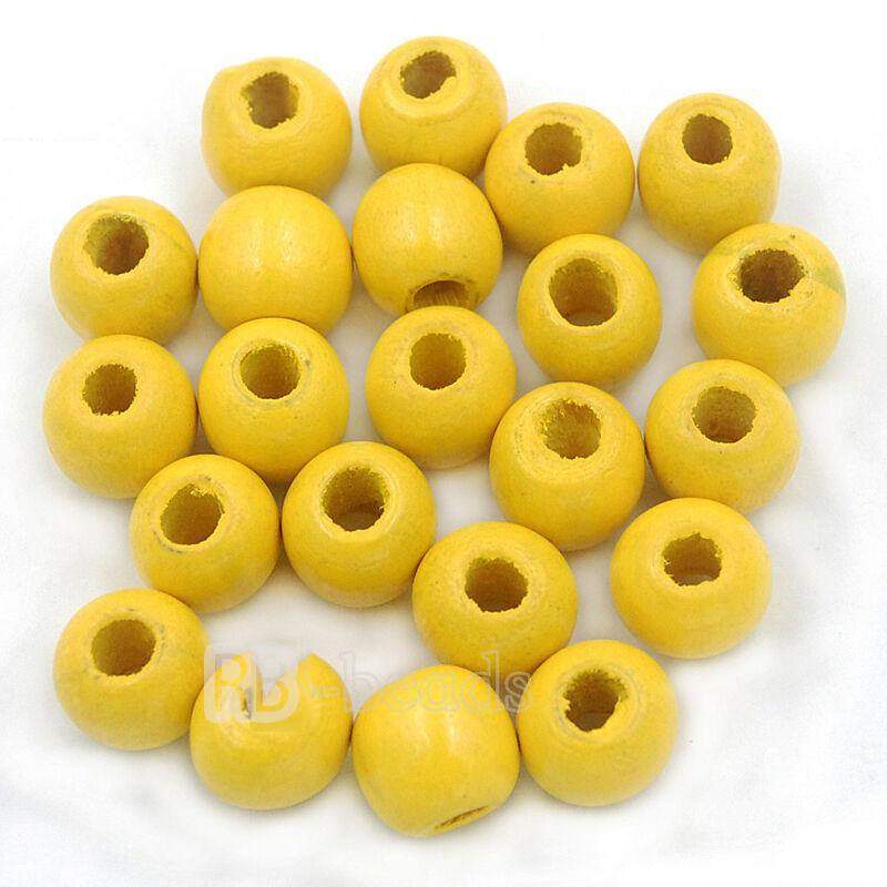 Assorted wooden beads natural, round size 4-16mm100pcs