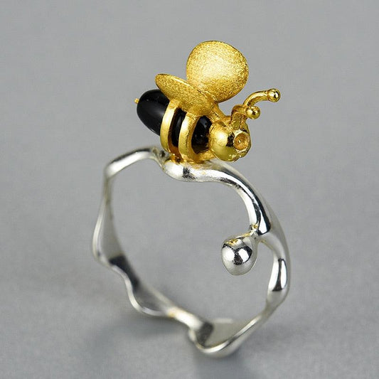 Bee and Dripping Honey Ring 